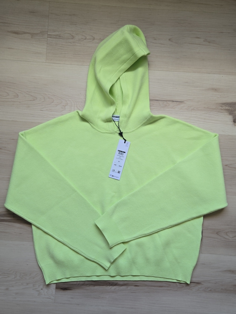 NWT Noisy May Knit Hoodie, Butterfly (Neon Yellow), Size XS
